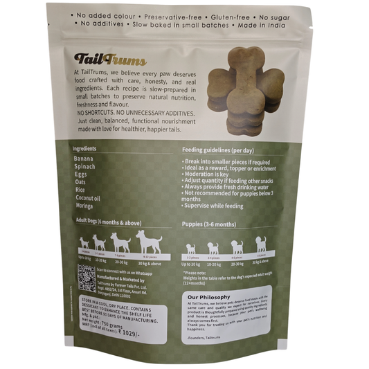 Banana Spinach Dog Biscuits 750g BOP