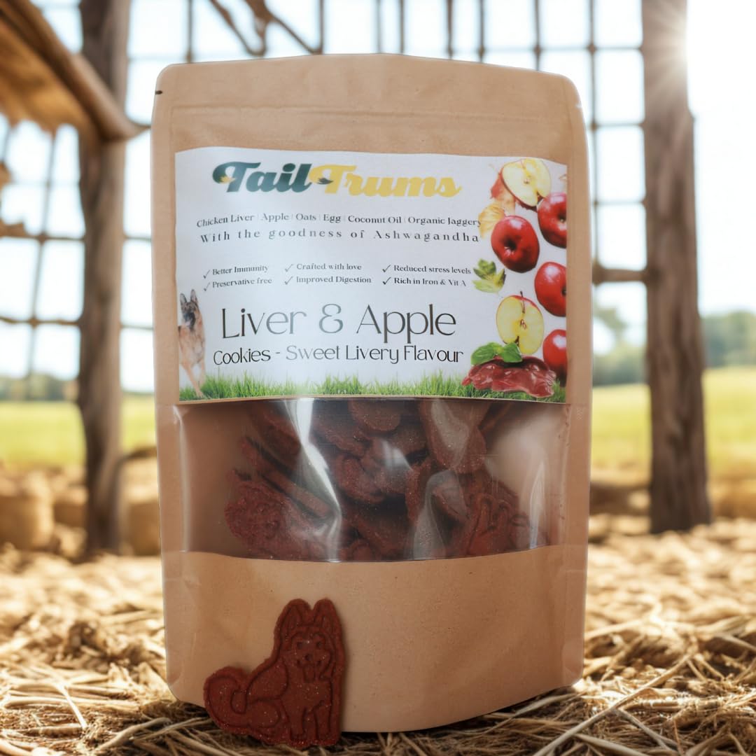 TailTrums Liver Apple Cookies - Dog Biscuits 250g