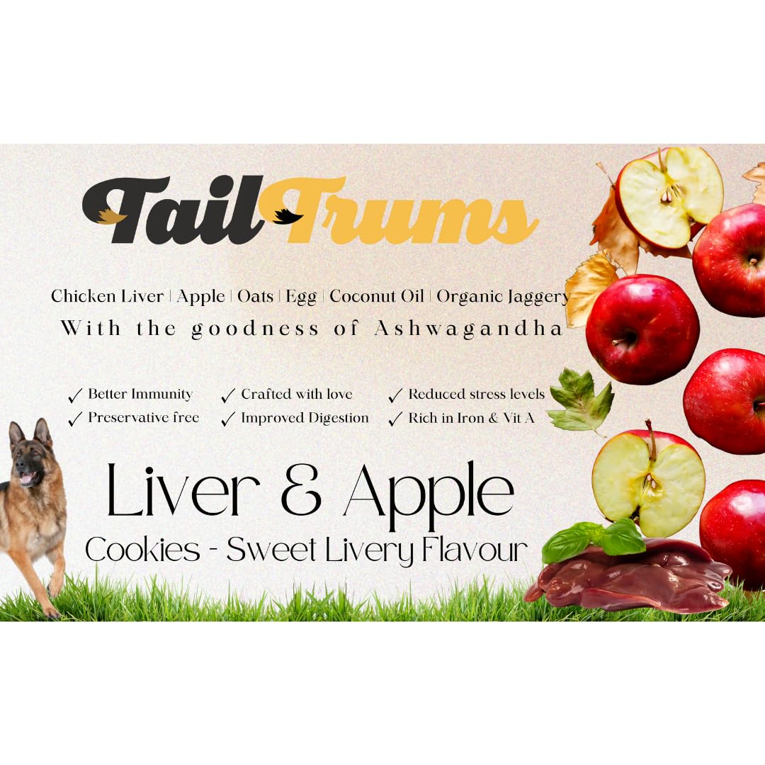 TailTrums Liver Apple Cookies - Dog Biscuits 250g