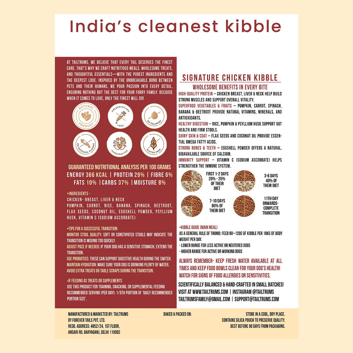 Chicken Kibble 900g - Protein Dog Food