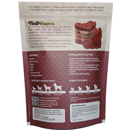 Tailtrums apple beetroot dog biscuits bop