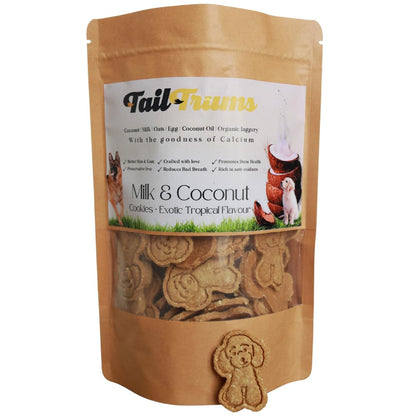 TailTrums Dog Biscuits – Milk & Coconut Cookies with Calcium 250g (All Breeds)